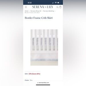 Serena and Lily Crib Skirt in Sky